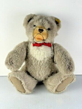 Vtg Steiff Zotty Jointed Teddy Bear 10" Red Bow Tie Blonde 80% Dralon 20% Cotton